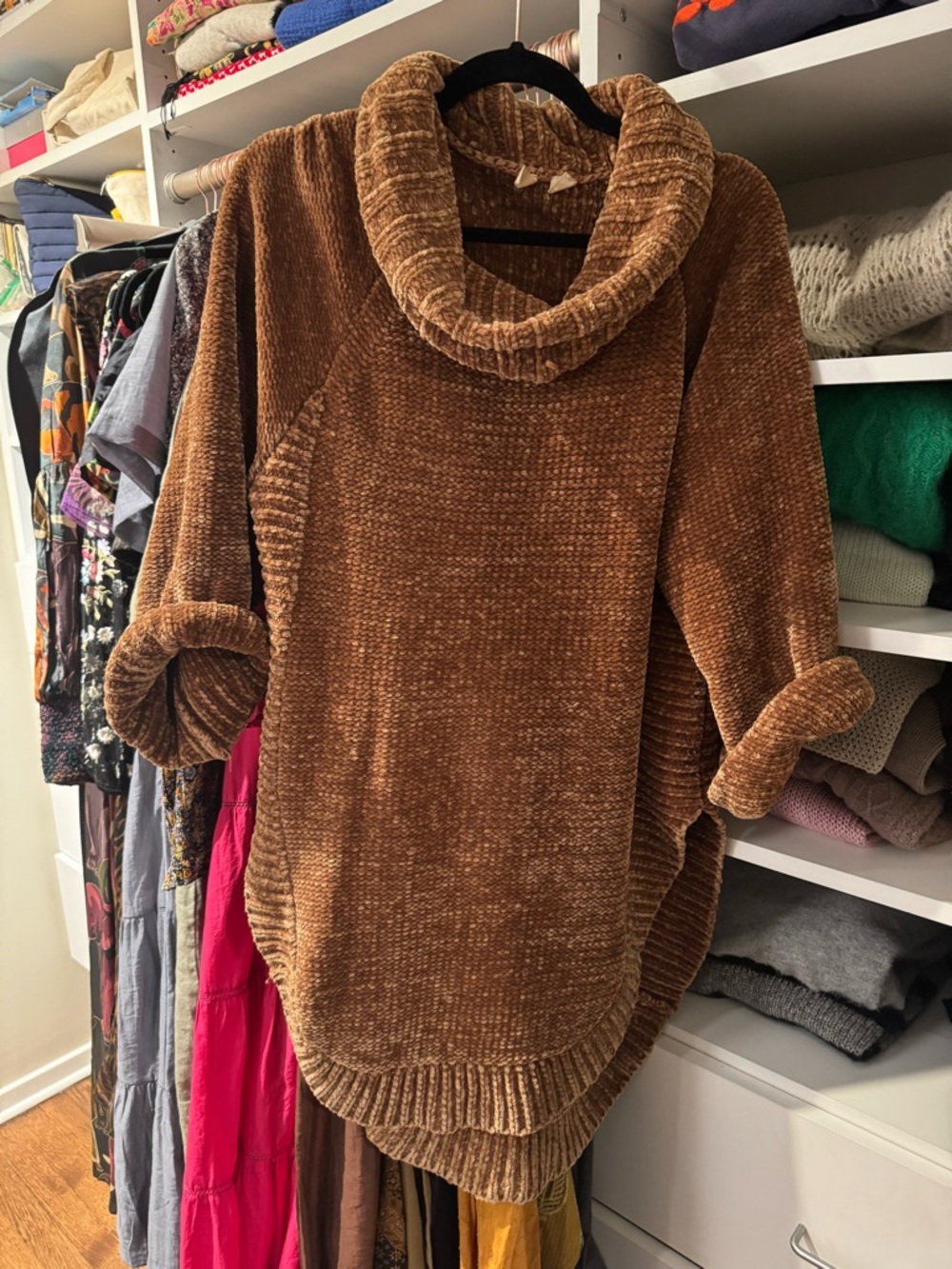 Moth Chestnut Brown Chenille Cowl Neck Sweater